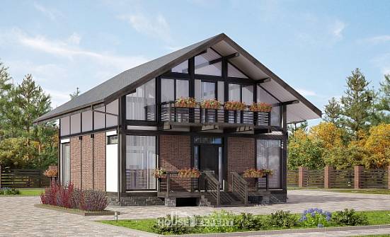 170-007-П Проект двухэтажного дома с мансардой, простой домик из бревен Тольятти | Проекты домов от House Expert