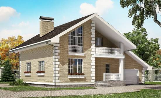 190-005-П Проект двухэтажного дома с мансардным этажом и гаражом, красивый дом из газобетона Тольятти | Проекты домов от House Expert