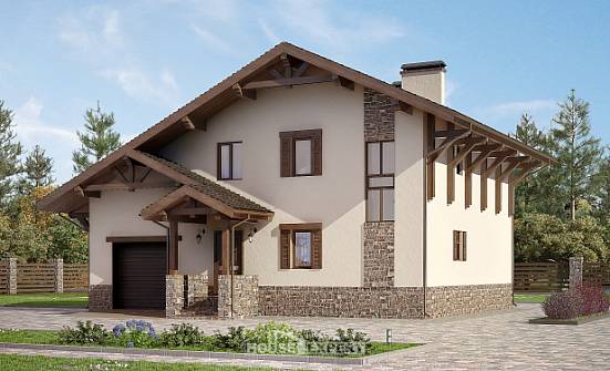 190-007-Л Проект двухэтажного дома с мансардным этажом, гараж, красивый дом из кирпича Тольятти | Проекты домов от House Expert