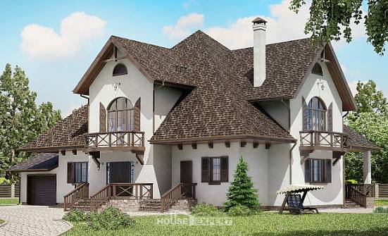 350-001-Л Проект двухэтажного дома мансардой, гараж, уютный дом из твинблока Тольятти | Проекты домов от House Expert