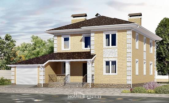 220-006-Л Проект двухэтажного дома и гаражом, уютный загородный дом из керамзитобетонных блоков Тольятти | Проекты домов от House Expert
