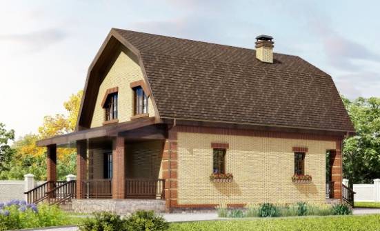 130-005-Л Проект двухэтажного дома с мансардным этажом, компактный загородный дом из блока Тольятти | Проекты домов от House Expert