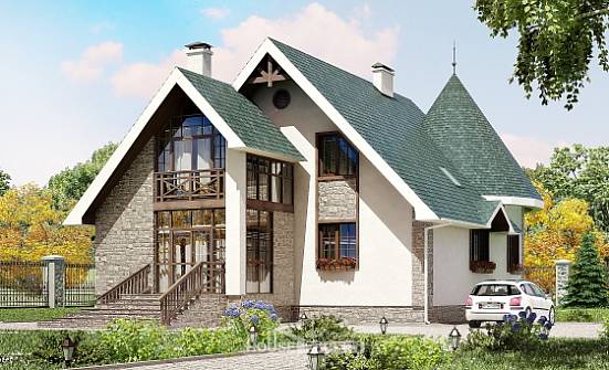 170-003-Л Проект двухэтажного дома с мансардой, бюджетный дом из поризованных блоков Тольятти | Проекты домов от House Expert