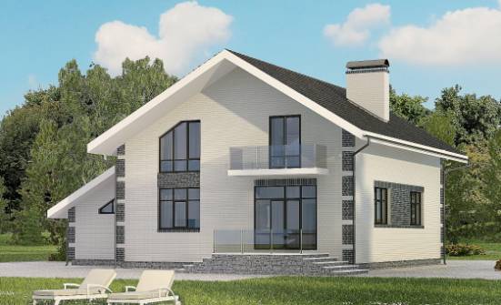 180-001-П Проект двухэтажного дома с мансардой, гараж, бюджетный домик из арболита Тольятти | Проекты домов от House Expert
