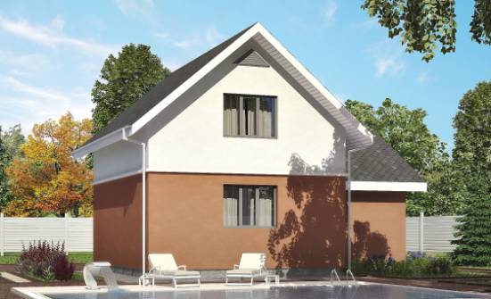 120-002-Л Проект двухэтажного дома мансардой и гаражом, компактный дом из твинблока Тольятти | Проекты домов от House Expert