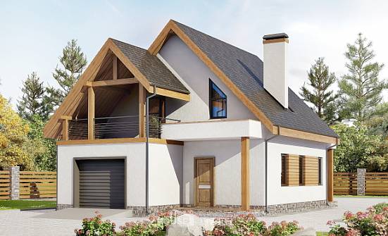120-005-П Проект двухэтажного дома с мансардным этажом и гаражом, уютный домик из блока Тольятти | Проекты домов от House Expert