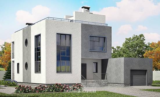 255-001-П Проект двухэтажного дома и гаражом, красивый коттедж из блока Тольятти | Проекты домов от House Expert