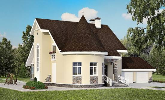 275-001-Л Проект двухэтажного дома с мансардой и гаражом, современный дом из кирпича Тольятти | Проекты домов от House Expert