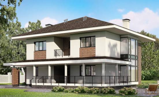 275-002-П Проект двухэтажного дома и гаражом, просторный коттедж из кирпича Тольятти | Проекты домов от House Expert