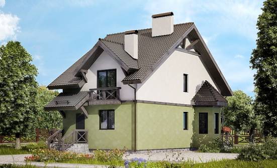 120-003-П Проект двухэтажного дома с мансардой, красивый коттедж из поризованных блоков Тольятти | Проекты домов от House Expert