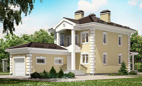 150-006-Л Проект двухэтажного дома, гараж, бюджетный домик из твинблока Тольятти | Проекты домов от House Expert