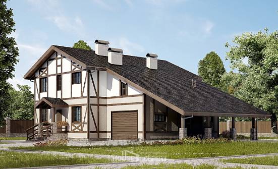 250-002-П Проект двухэтажного дома с мансардным этажом, гараж, просторный коттедж из кирпича Тольятти | Проекты домов от House Expert
