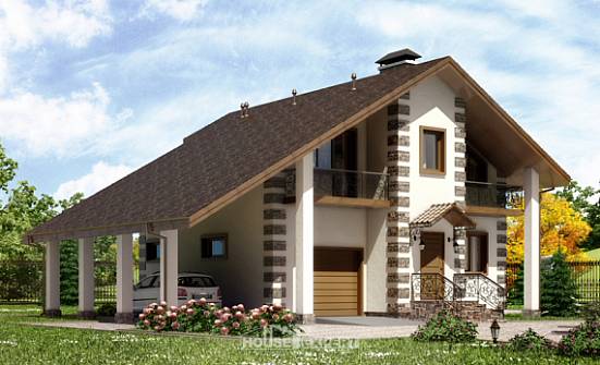 150-003-Л Проект двухэтажного дома мансардный этаж, гараж, бюджетный дом из дерева Тольятти | Проекты домов от House Expert