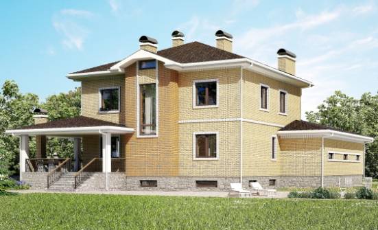 350-002-Л Проект трехэтажного дома, гараж, классический дом из кирпича Тольятти | Проекты домов от House Expert