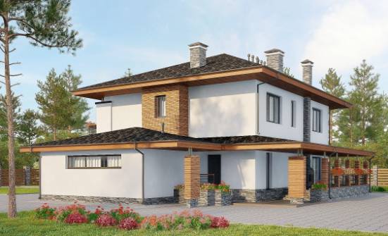 305-001-П Проект двухэтажного дома и гаражом, современный дом из газобетона Тольятти | Проекты домов от House Expert