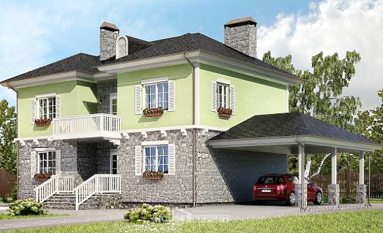 155-006-П Проект двухэтажного дома, гараж, бюджетный загородный дом из газобетона Тольятти | Проекты домов от House Expert