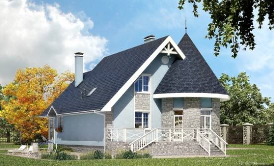 170-003-П Проект двухэтажного дома мансардой, скромный загородный дом из пеноблока Тольятти | Проекты домов от House Expert