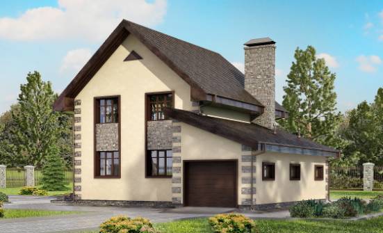 160-004-П Проект двухэтажного дома и гаражом, простой загородный дом из газобетона Тольятти | Проекты домов от House Expert