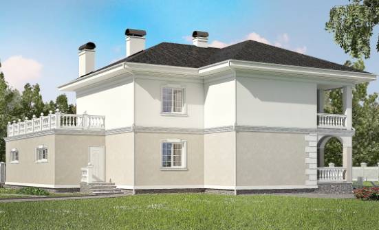 340-002-П Проект двухэтажного дома и гаражом, огромный коттедж из кирпича Тольятти | Проекты домов от House Expert