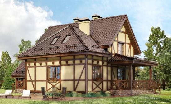 160-003-П Проект двухэтажного дома с мансардой, доступный загородный дом из поризованных блоков Тольятти | Проекты домов от House Expert