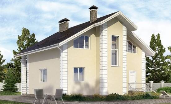 150-002-Л Проект двухэтажного дома мансардой и гаражом, компактный домик из блока Тольятти | Проекты домов от House Expert