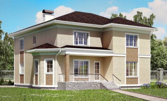 335-001-Л Проект двухэтажного дома и гаражом, большой дом из кирпича Тольятти | Проекты домов от House Expert