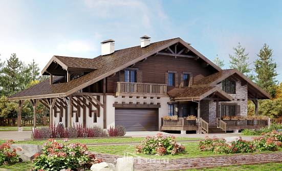 340-003-П Проект двухэтажного дома с мансардой и гаражом, огромный домик из кирпича Тольятти | Проекты домов от House Expert