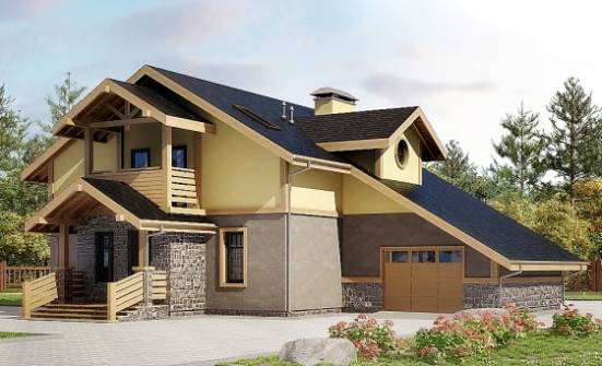 180-011-П Проект двухэтажного дома с мансардным этажом и гаражом, простой домик из пеноблока Тольятти | Проекты домов от House Expert