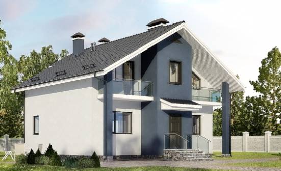 150-005-П Проект двухэтажного дома мансардный этаж, небольшой загородный дом из твинблока Тольятти | Проекты домов от House Expert