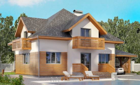 155-004-П Проект двухэтажного дома мансардный этаж и гаражом, красивый коттедж из арболита Тольятти | Проекты домов от House Expert