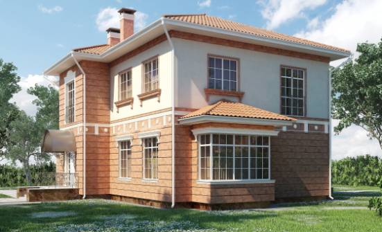 285-001-Л Проект двухэтажного дома и гаражом, уютный коттедж из кирпича Тольятти | Проекты домов от House Expert