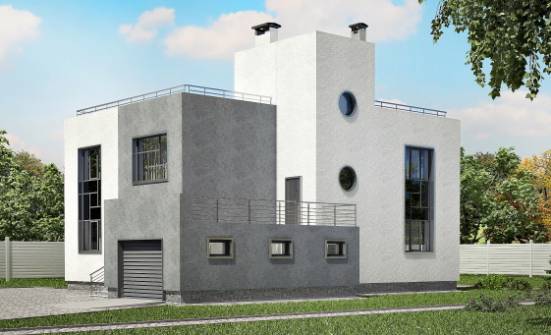255-001-П Проект двухэтажного дома и гаражом, красивый коттедж из блока Тольятти | Проекты домов от House Expert