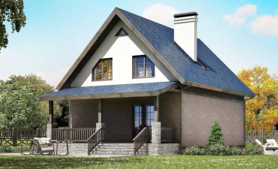 130-003-П Проект двухэтажного дома с мансардой, скромный дом из твинблока Тольятти | Проекты домов от House Expert