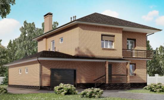 245-003-Л Проект двухэтажного дома, гараж, красивый домик из кирпича Тольятти | Проекты домов от House Expert
