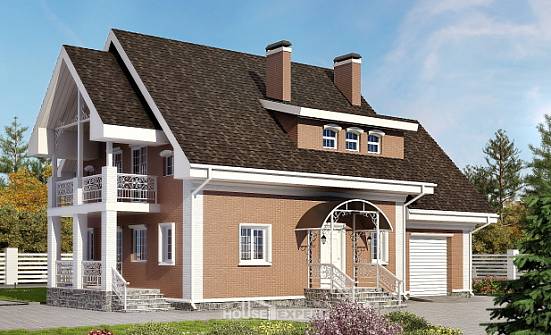 185-003-П Проект двухэтажного дома с мансардой, гараж, современный загородный дом из газобетона Тольятти | Проекты домов от House Expert