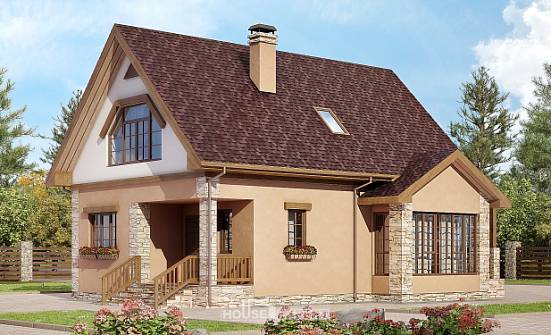 140-002-П Проект двухэтажного дома с мансардой, доступный домик из пеноблока Тольятти | Проекты домов от House Expert