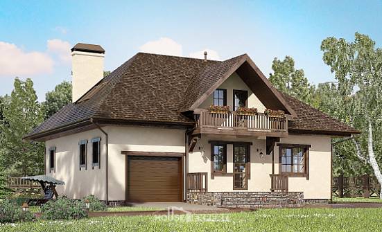 200-001-Л Проект двухэтажного дома с мансардой и гаражом, уютный загородный дом из твинблока Тольятти | Проекты домов от House Expert