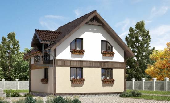 105-001-П Проект двухэтажного дома с мансардным этажом, доступный домик из твинблока Тольятти | Проекты домов от House Expert