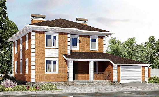 220-004-Л Проект двухэтажного дома, гараж, средний домик из кирпича Тольятти | Проекты домов от House Expert