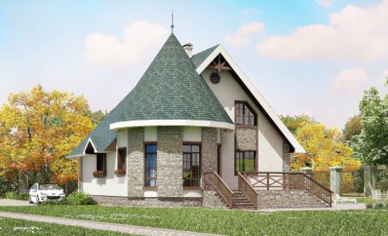170-003-Л Проект двухэтажного дома с мансардой, бюджетный дом из поризованных блоков Тольятти | Проекты домов от House Expert