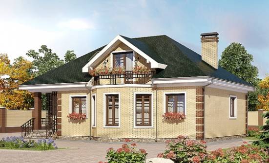 150-013-Л Проект двухэтажного дома с мансардой, компактный домик из кирпича Тольятти | Проекты домов от House Expert