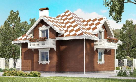 155-003-Л Проект двухэтажного дома с мансардой, гараж, экономичный загородный дом из пеноблока Тольятти | Проекты домов от House Expert