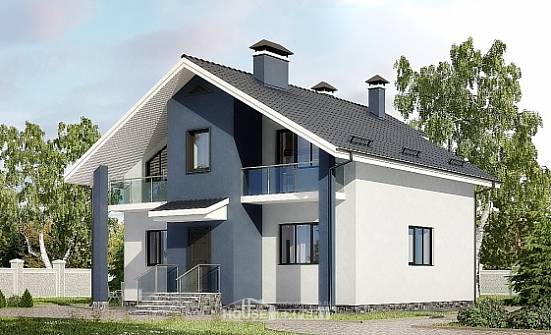 150-005-П Проект двухэтажного дома мансардный этаж, небольшой загородный дом из твинблока Тольятти | Проекты домов от House Expert