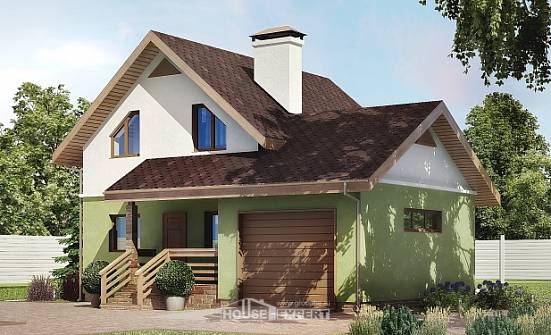 120-002-П Проект двухэтажного дома мансардой, гараж, недорогой дом из газобетона Тольятти | Проекты домов от House Expert