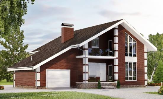 180-001-Л Проект двухэтажного дома мансардный этаж, гараж, бюджетный коттедж из блока Тольятти | Проекты домов от House Expert