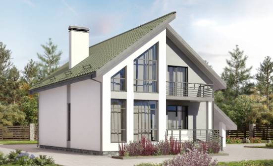 170-009-Л Проект двухэтажного дома мансардой, гараж, уютный домик из арболита Тольятти | Проекты домов от House Expert