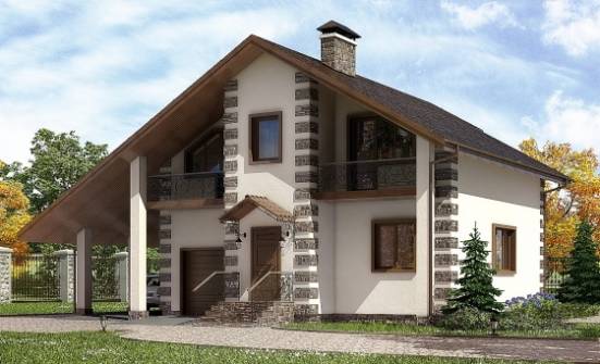 150-003-Л Проект двухэтажного дома мансардный этаж, гараж, бюджетный дом из дерева Тольятти | Проекты домов от House Expert