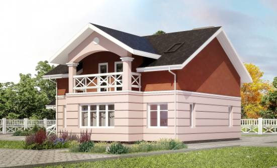 155-009-Л Проект двухэтажного дома с мансардой, компактный домик из газобетона Тольятти | Проекты домов от House Expert