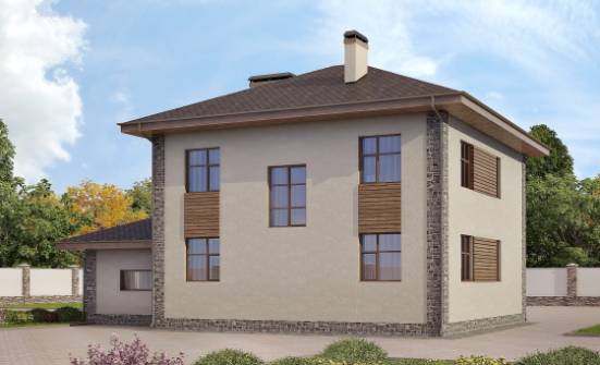 185-004-П Проект двухэтажного дома, гараж, уютный загородный дом из теплоблока Тольятти | Проекты домов от House Expert