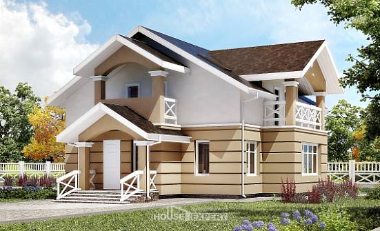 155-009-П Проект двухэтажного дома мансардой, экономичный дом из блока Тольятти | Проекты домов от House Expert